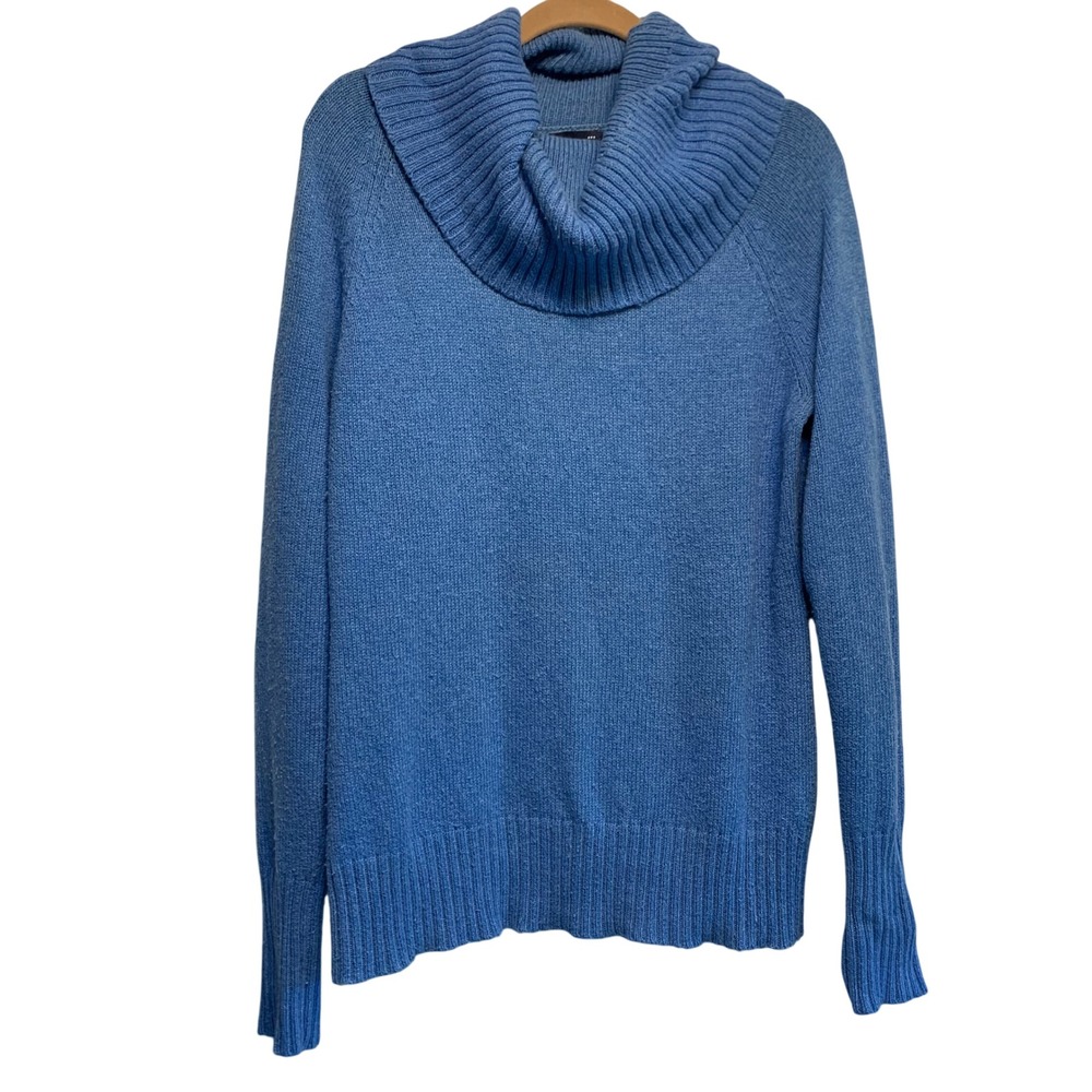 Gap Cowl Neck Sweater XL Blue Knit Raglan Sleeve Ribbed Cuffs Pullover Cozy